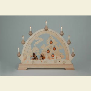 Schwibb�gen Laubs�gearbeiten Schwibbogen Tannenbaum mit Kugeln - 40 x 43cm
