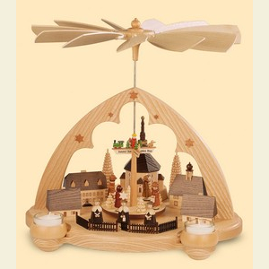Christmas-Pyramids 1-tier Pyramids 1-tier pyramid Seiffener Village lancet arch - 36 cm / 14 inches