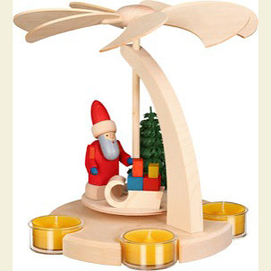 Weihnachtspyramiden 1-st�ckige Pyramiden 1-st�ckige  Pyramide - Weihnachtsmann mit Schlitten - 18 cm