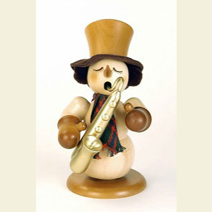 Smokers Snowmen Smoker Snowman with saxophone natural colors - 23 cm / 9 inches