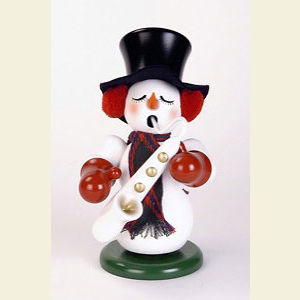 R�ucherm�nner Schneem�nner R�ucherm�nnchen Schneemann mit Saxophon - 23 cm