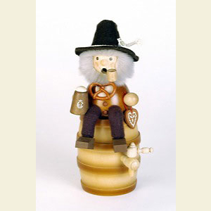 Smokers Hobbies Smoker Bavarian on beer barrel natural colors withmusical mechanism - 20 cm / 8 inches