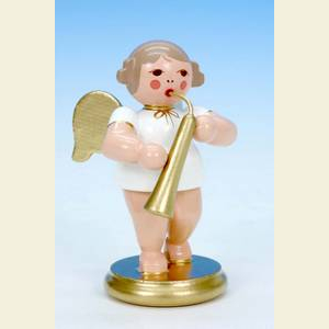 Engel Orchester w & g (Ulbricht) Engel wei�/gold mit russischem Horn - 6cm