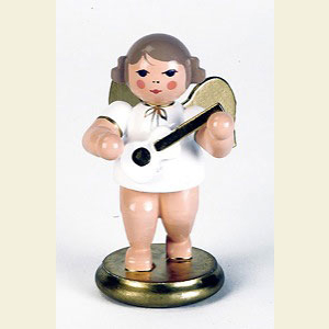 Angels Orchestra W & G (Ulbricht) Angel white/gold with ukulele - 6 cm / 3 inches