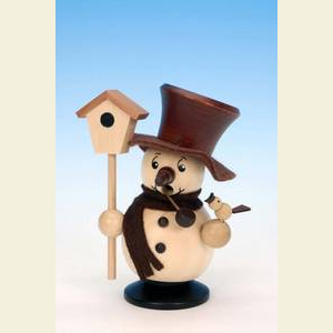 Smokers Snowmen Smoker Snowboy with Birdhouse natural colors - 10,5cm / 4 inch