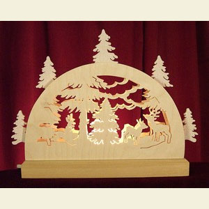 Schwibb�gen Laubs�gearbeiten Mini Schwibbogen - Waldmotiv - 23 x 15 x 4,5 cm