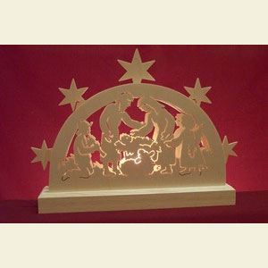 Candle Arches Fret Saw Work Mini Lightarch - Nativity Motif - 23x15x4,5cm / 9x6x2 inches