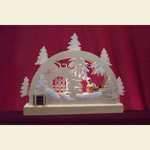 Candle Arches Fret Saw Work Mini Lightarch - Winter Countryside - 23x15x4,5cm / 9x6x2 inches