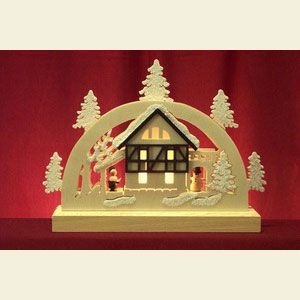 Schwibb�gen Laubs�gearbeiten Mini Schwibbogen - Fachwerkhaus - 23 x 15 x 4,5 cm