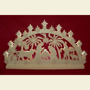 Candle Arches Fret Saw Work 3D-Double-Arch - Nativity Motif - 72x40x5,5 cm / 28x16x2 inches