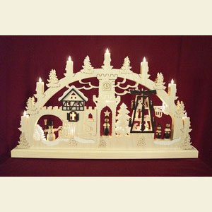 Schwibb�gen Laubs�gearbeiten 3D-Doppelschwibbogen - Pyramidensingen - 62 x 37 x 5,5 cm