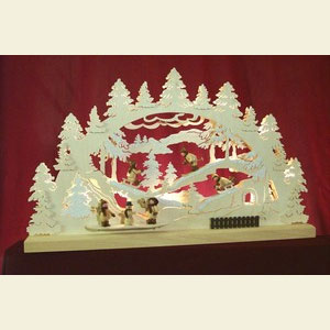 Schwibb�gen Laubs�gearbeiten 3D-Doppelschwibbogen - Winterlandschaft - 62 x 37 x 5,5 cm