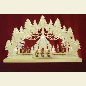 Candle Arches Fret Saw Work 3D-Double-Arch - Seiffen Church - 62x37x5,5 cm / 24x14x2 inches