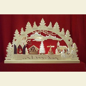 Candle Arches Fret Saw Work Candle Arch - Village Christmas -  62x37x5,5cm / 24x14x2 inch