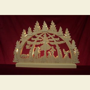 Candle Arches Fret Saw Work 3D-Double-Arch - Forest Scene - 42x30x4,5 cm / 16x12x2 inches
