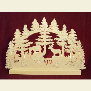 Candle Arches Fret Saw Work 3D-Double-Arch - Animals in Forest - 42x30x4,5 cm / 16x12x2 inches