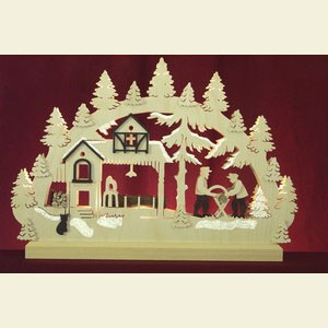 Schwibb�gen Laubs�gearbeiten 3D-Doppelschwibbogen - S�gewerk - 42 x 30 x 4,5 cm