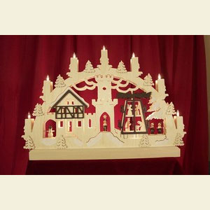 Schwibb�gen Laubs�gearbeiten 3D-Doppelschwibbogen - Pyramidensingen - 42 x 30 x 4,5 cm