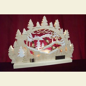 Schwibb�gen Laubs�gearbeiten 3D-Doppelschwibbogen - Winterlandschaft - 42 x 30 x 4,5 cm