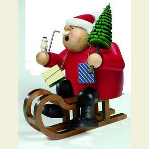 R�ucherm�nner Weihnachtsm�nner R�ucherm�nnchen Weihnachtsmann mit Schlitten - 18 cm