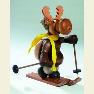 R�ucherm�nner Tiere R�ucherm�nnchen Elch auf Skiern - 27 cm