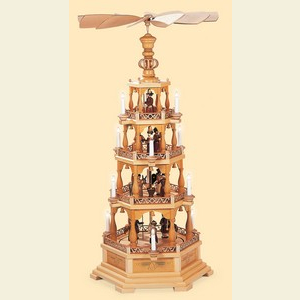 Christmas-Pyramids 4-tier Pyramids 4-tier pyramid - The Christmas Story - 120 V electr. motor (US-standard)