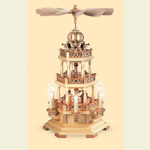 Weihnachtspyramiden 3-st�ckige Pyramiden 3-st�ckige Pyramide - Heilige Geschichte - 49 cm - 120 V Elektromotor (US-Norm)