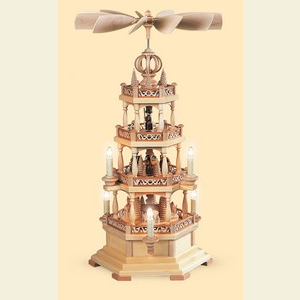 Christmas-Pyramids 3-tier Pyramids 3-tier pyramid - Forest scene - 63 cm / 25 inch - 120 V electr. motor (US-standard)
