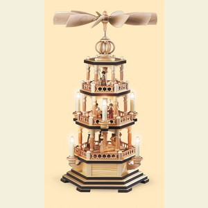 Christmas-Pyramids 3-tier Pyramids 3-tier pyramid - The Christmas Story - 58 cm / 23 inch - 120 V electr. motor (US-standard)