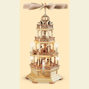 Weihnachtspyramiden 4-st�ckige Pyramiden 4-st�ckige Pyramide - Heilige Geschichte - 63 cm - 120 V Elektromotor (US-Norm)
