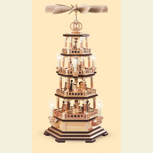 Weihnachtspyramiden 4-st�ckige Pyramiden 4-st�ckige Pyramide - Heilige Geschichte - 72 cm - 120 V Elektromotor (US-Norm)