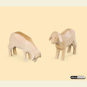 Kleine Figuren & Miniaturen Tiere Schafe Schafe geschnitzt - 5cm
