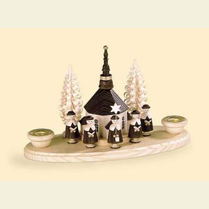 Lichterwelt Kerzenhalter Sonstige Kerzenhalter - Seiffener Kirche mit Kurrende - 14 cm
