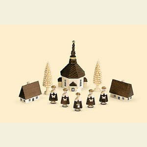 Small Figures & Ornaments Carolers Carolers church of Seiffener - 12 cm / 5 inch