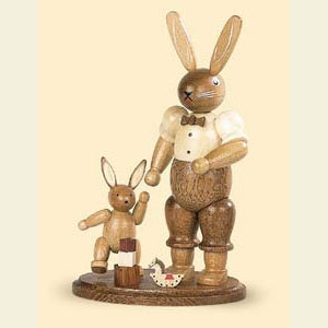 Kleine Figuren & Miniaturen Tiere Hasen Hasenvater mit Kind - 11 cm
