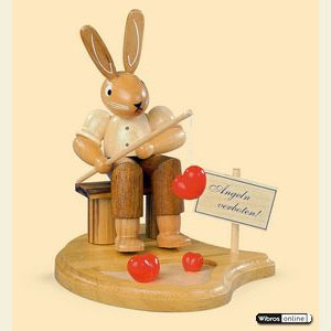 Kleine Figuren & Miniaturen Tiere Hasen Hase Angler am Teich - 11cm