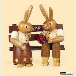 Small Figures & Ornaments Animals Rabbits Bunny Couple sitting - 11cm / 4 inch