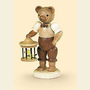 Kleine Figuren & Miniaturen Tiere B�ren B�r mit Vogelk�fig - 10 cm