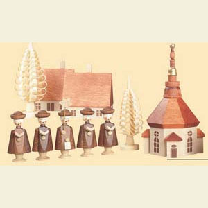 Kleine Figuren & Miniaturen Kurrenden Seiffener Dorf mit Kurrende - 12 cm