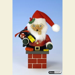 Smokers Santa Claus Smoker Santa on chimney red - 18,5cm / 7 inches