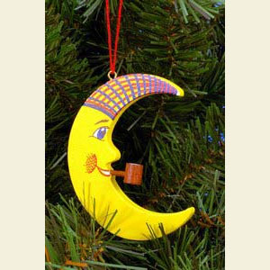 Small Figures & Ornaments Tree Ornaments Misc. Tree Ornaments Moon with Pipe - 6,0 / 7,2 cm - 12 pcs. / 2 x 3 inch
