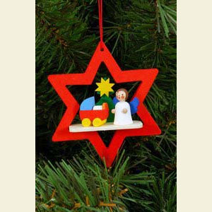 Engel Engel Baumbehang Sonstige Engel Engel im Stern mit Puppenwagen - 6,8 / 7,8 cm - 12 St�ck