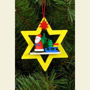 Kleine Figuren & Miniaturen Baumschmuck Weihnachtsmann Weihnachtsmann im gelben Stern - 6,8 / 7,8 cm - 12 St�ck