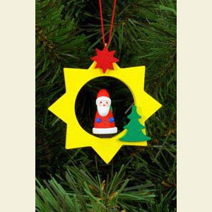 Small Figures & Ornaments Tree Ornaments Santa Claus Santa in yellow Star - 6,0 / 6,0 cm - 12 pcs. / 2 x 2 inch