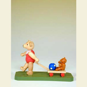 Kleine Figuren & Miniaturen Tiere B�ren Teddyb�r mit Handwagen - 6,5 cm