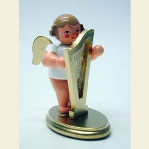 Angels Orchestra W & G (Ulbricht) Angel white/gold with Harp - 6,0 cm / 2 inch