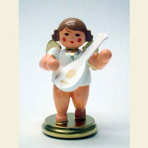 Angels Orchestra W & G (Ulbricht) Angel white/gold with Lute - 6,0 cm / 2 inch