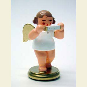 Engel Orchester w & g (Ulbricht) Engel wei�/gold mit Mundharmonika - 6,0 cm