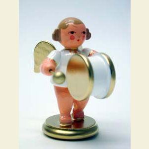Engel Orchester w & g (Ulbricht) Engel wei�/gold mit gr. Trommel - 6,0 cm