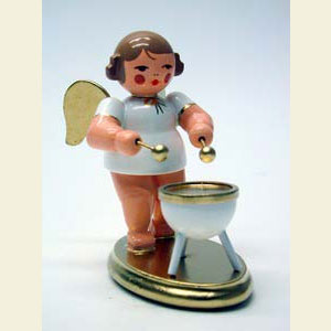 Angels Orchestra W & G (Ulbricht) Angel white/gold with bass drum - 6,0 cm / 2 inch